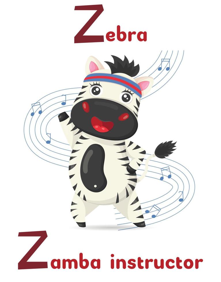 Latin alphabet ABC animal professions starting with letter z zebra zamba  instructor in cartoon style. 11188237 Vector Art at Vecteezy