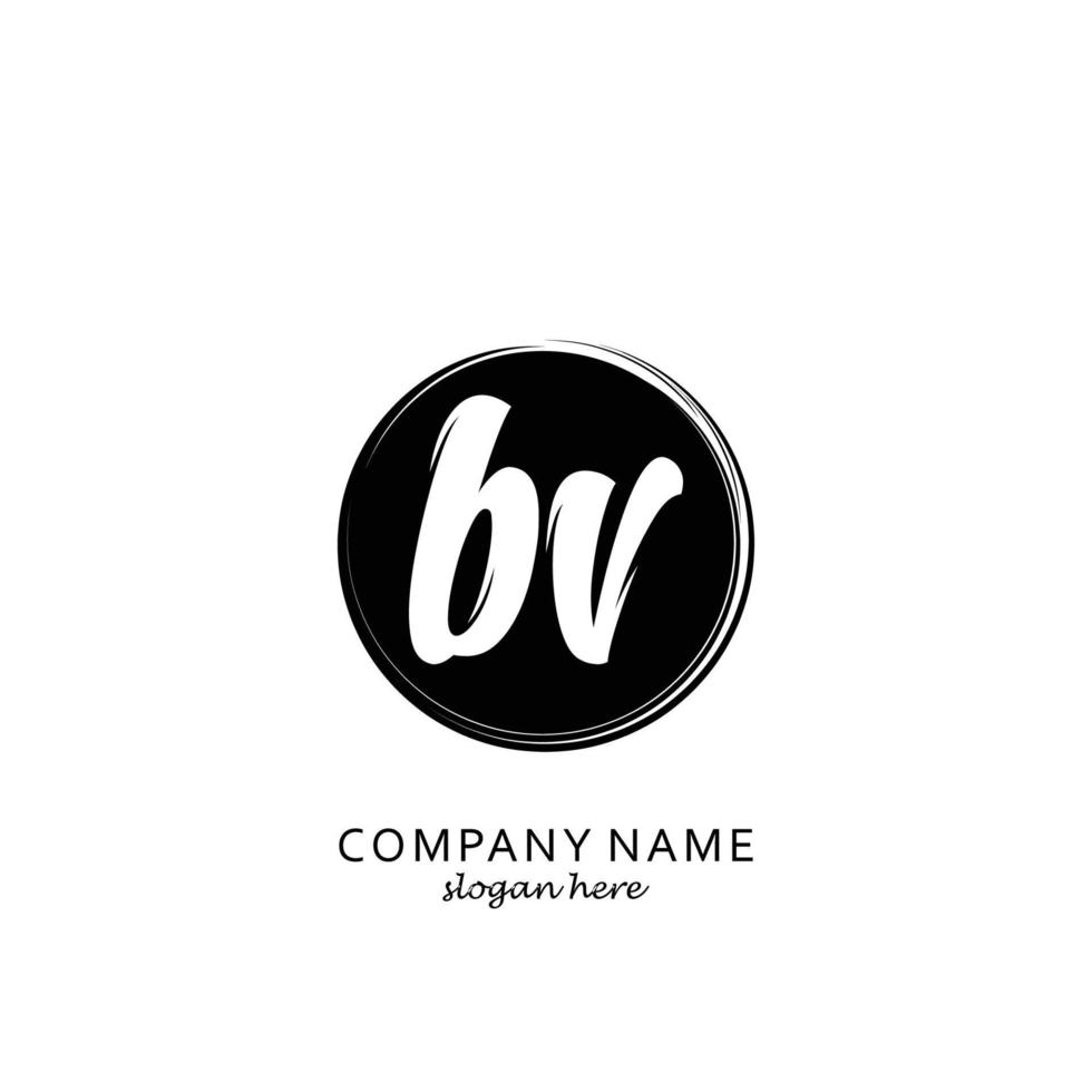 Initial BV with black circle brush logo template vector