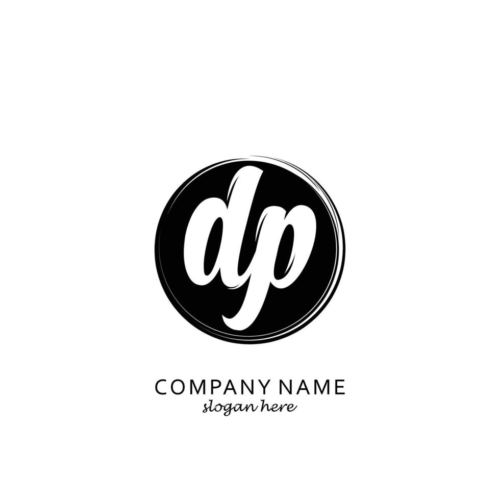 Initial DP with black circle brush logo template vector