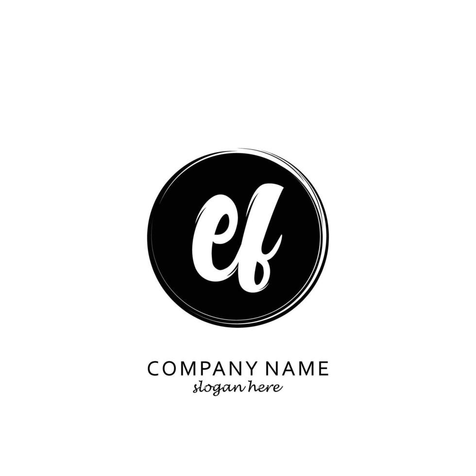 Initial EF with black circle brush logo template vector