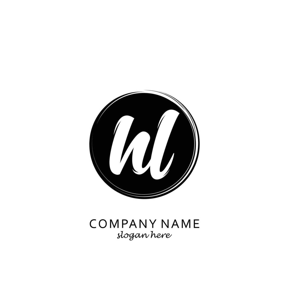 Initial HL with black circle brush logo template vector