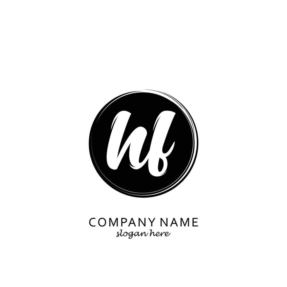 Initial HF with black circle brush logo template vector