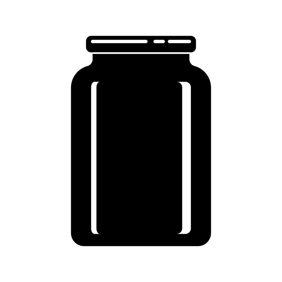 Black and white silhouettes of various jar. Icon of jar, containers and packaging isolated. Vector illustration