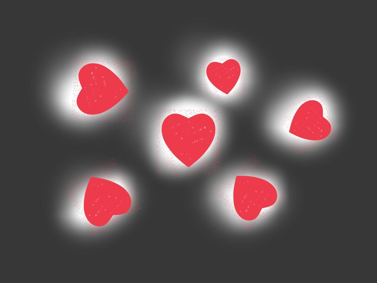 romantic background, red small and large hearts on black. Vector ...