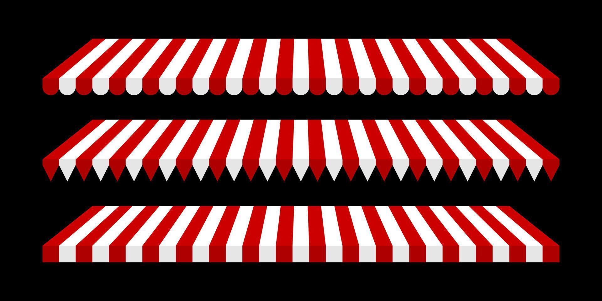 Awning store vector illustration, Red and white stripped restain, Roof canopy parasol shop vector illustration