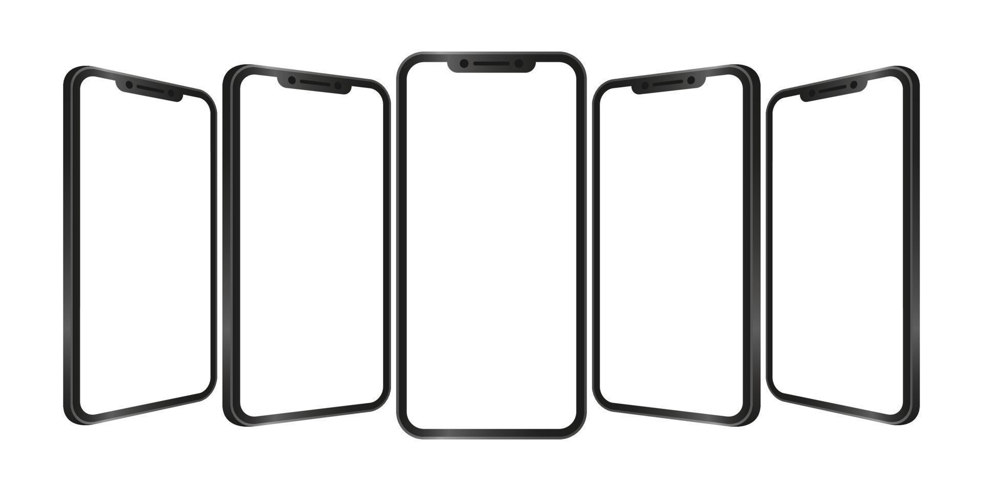 Smartphone vector, smartphone display with five angle, phone display mock up vector
