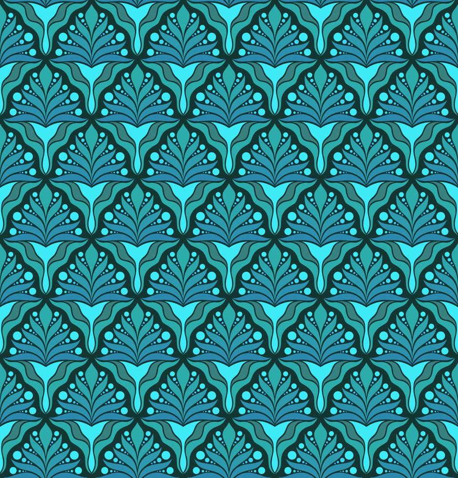 SEAMLESS VECTOR BACKGROUND IN ART NOUVEAU STYLE WITH LIGHT BLUE FLORAL ELEMENTS