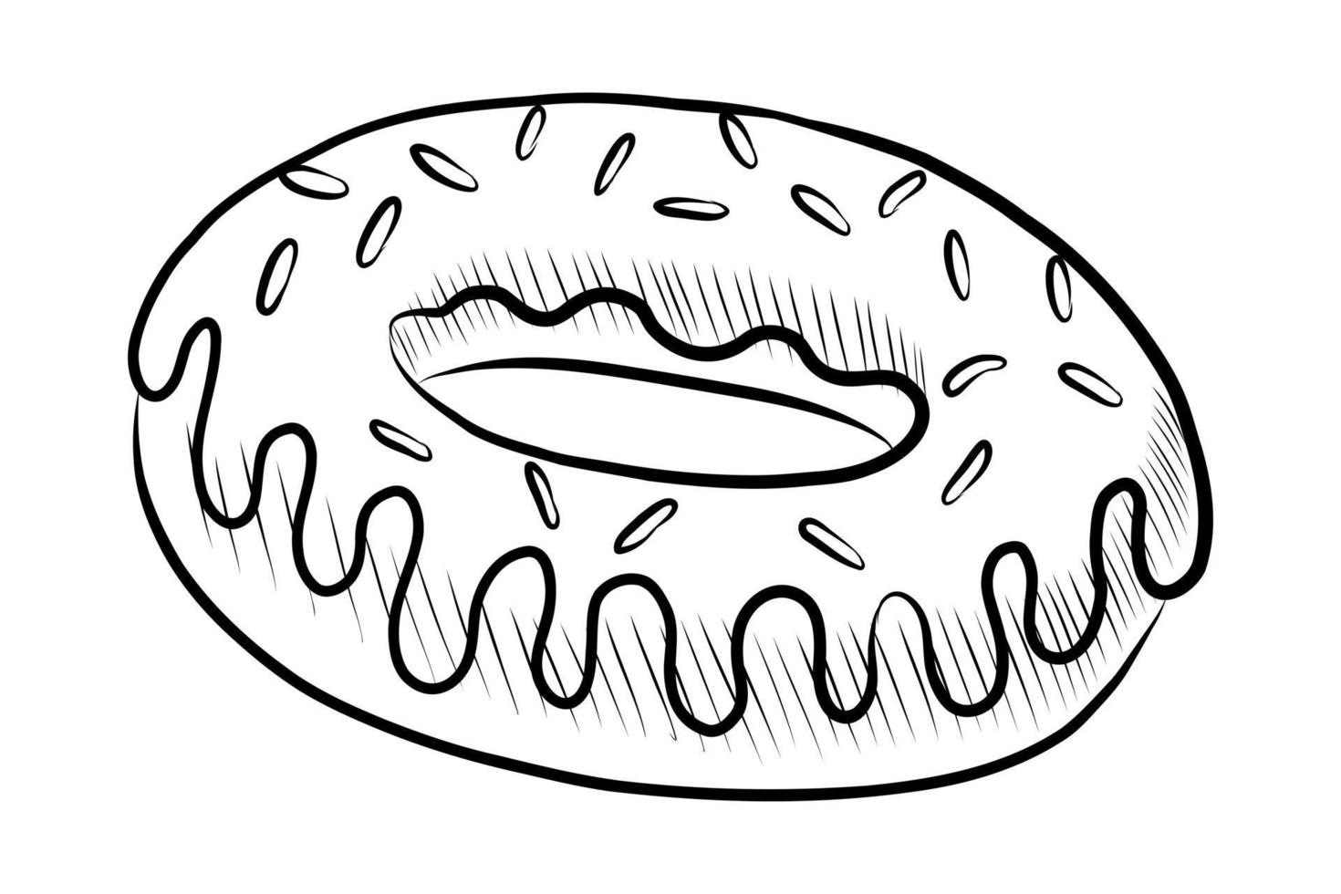 ilustración vectorial negra de un donut aislado en un fondo blanco vector