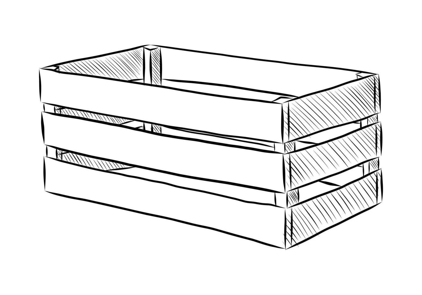 BLACK VECTOR ILLUSTRATION OF A WOODEN BOX ISOLATED ON A WHITE BACKGROUND
