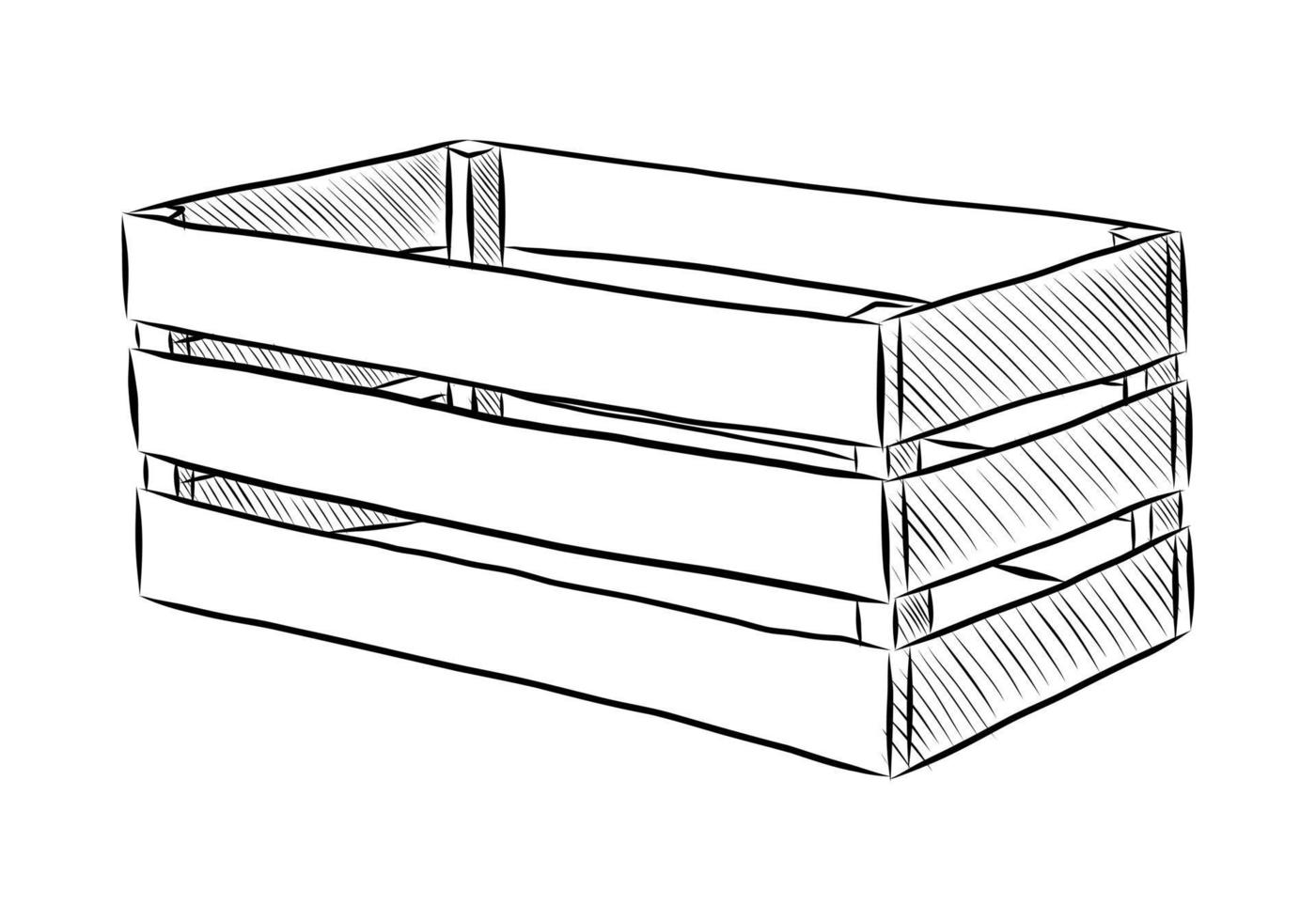 ilustración vectorial negra de una caja de madera aislada en un fondo blanco vector