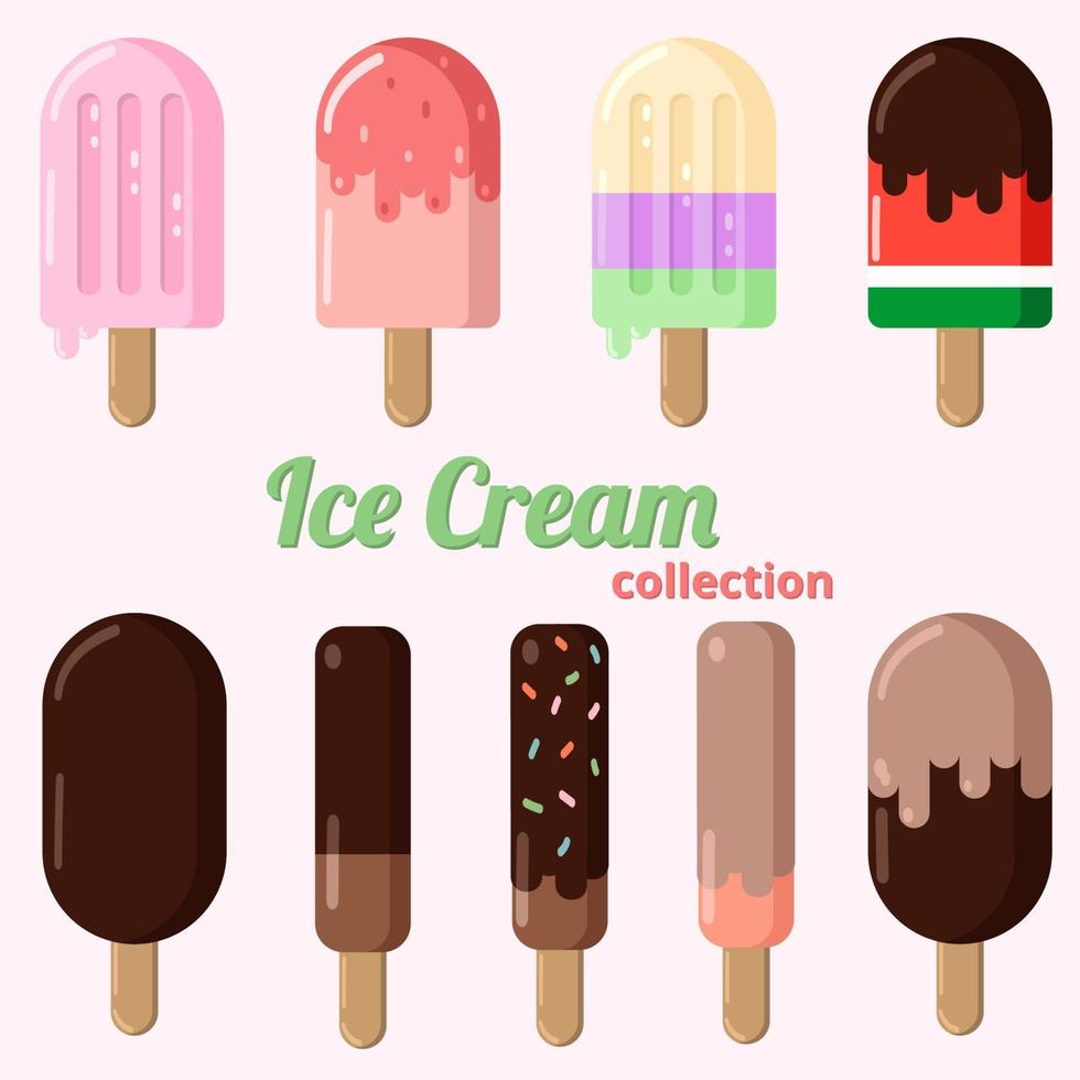 Summer ice cream set vector