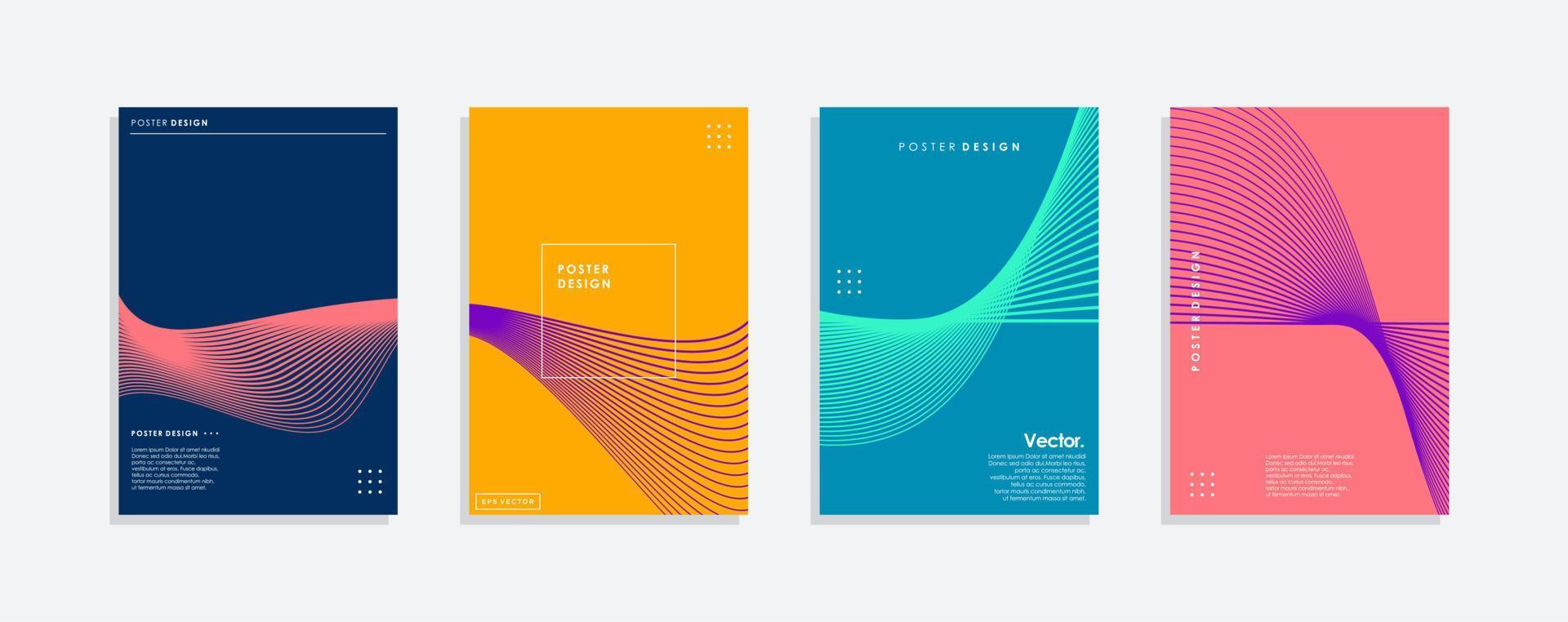 diseño mínimo de cubiertas vectoriales. Gradientes de semitonos de líneas futuristas geniales. futura plantilla de póster. vector