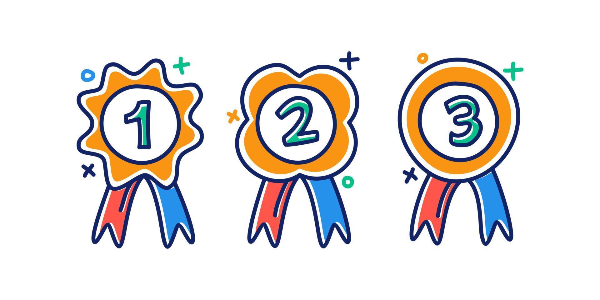 1st 2nd 3rd medal first place second third award winner badge guarantee winning prize ribbon symbol sign icon logo template Vector clip art illustration