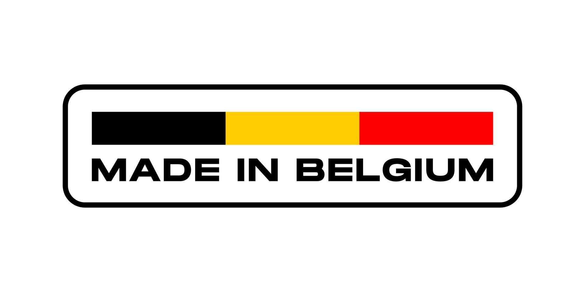 hecho en vector de etiqueta de bélgica, emblema de producto belga, etiqueta de garantía de elemento de diseño de vector etiqueta de insignia de calidad