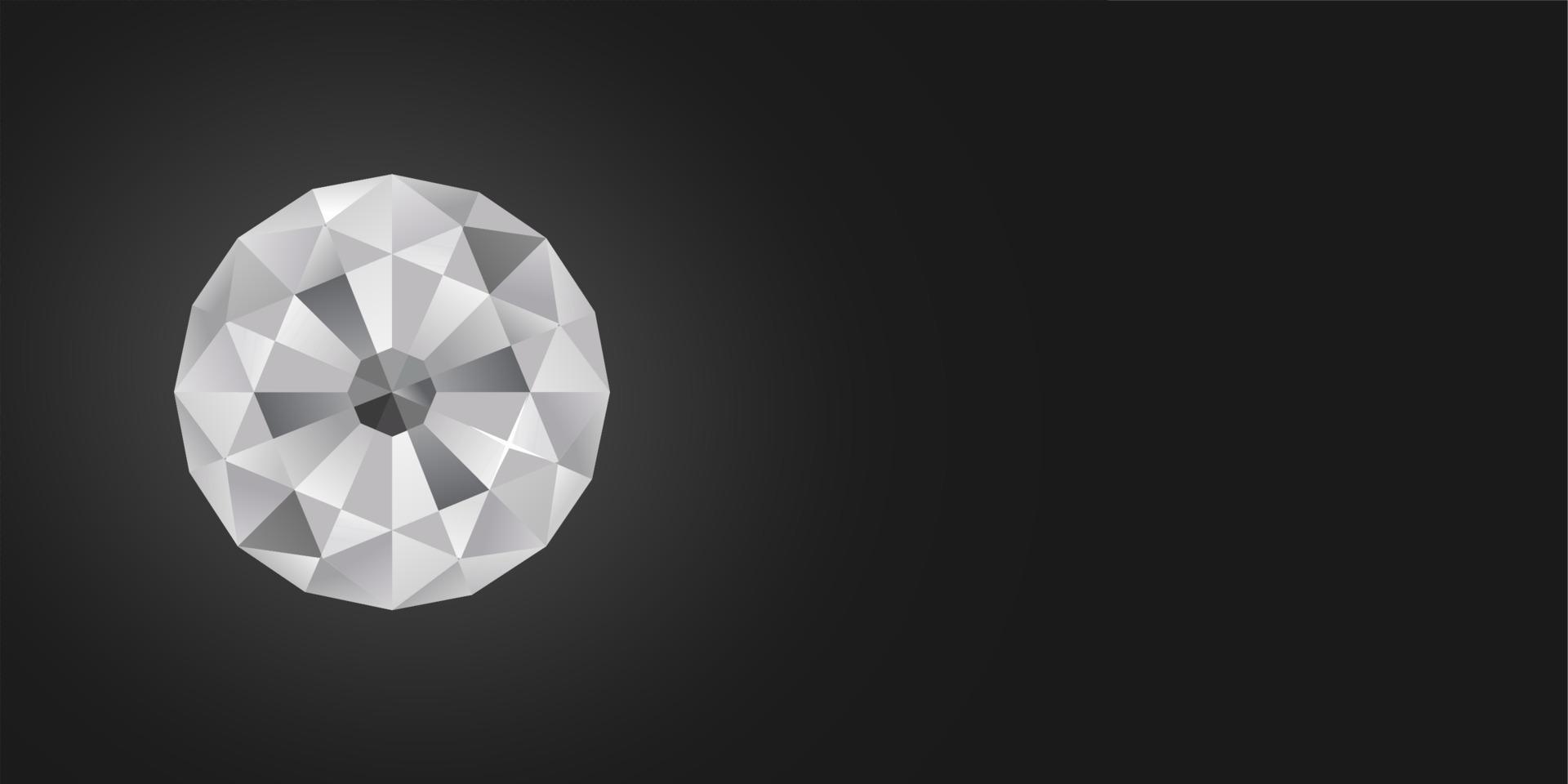 diamond Vector isolated on black background copy space, gemstone Crystal jewelry isolated on dark banner