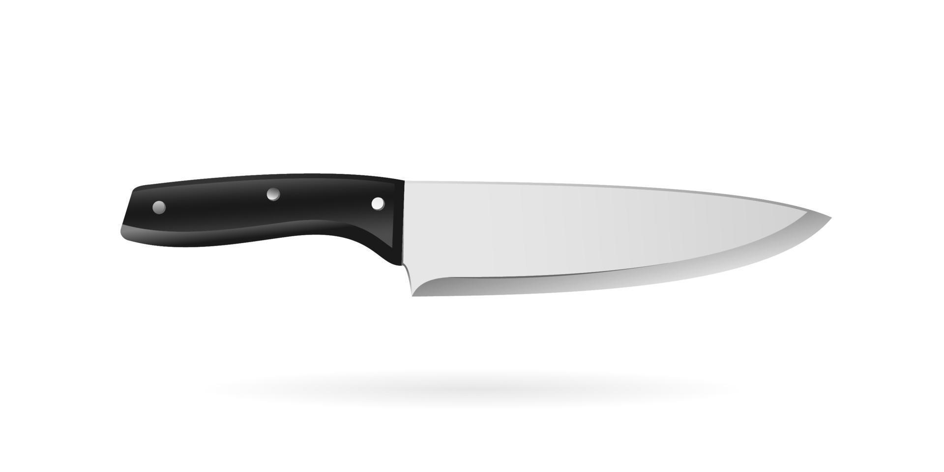 diseño vectorial de cuchillo de cocina de chef aislado en fondo blanco, ilustración vectorial realista en 3d de cuchillo de pelado afilado aislado en acero inoxidable blanqueado de alta calidad, mango de plástico vector