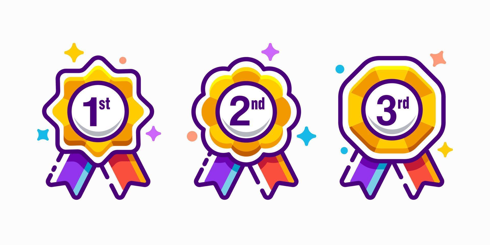 1st 2nd 3rd medal first place second third award winner badge guarantee winning prize ribbon symbol sign icon logo template Vector clip art illustration