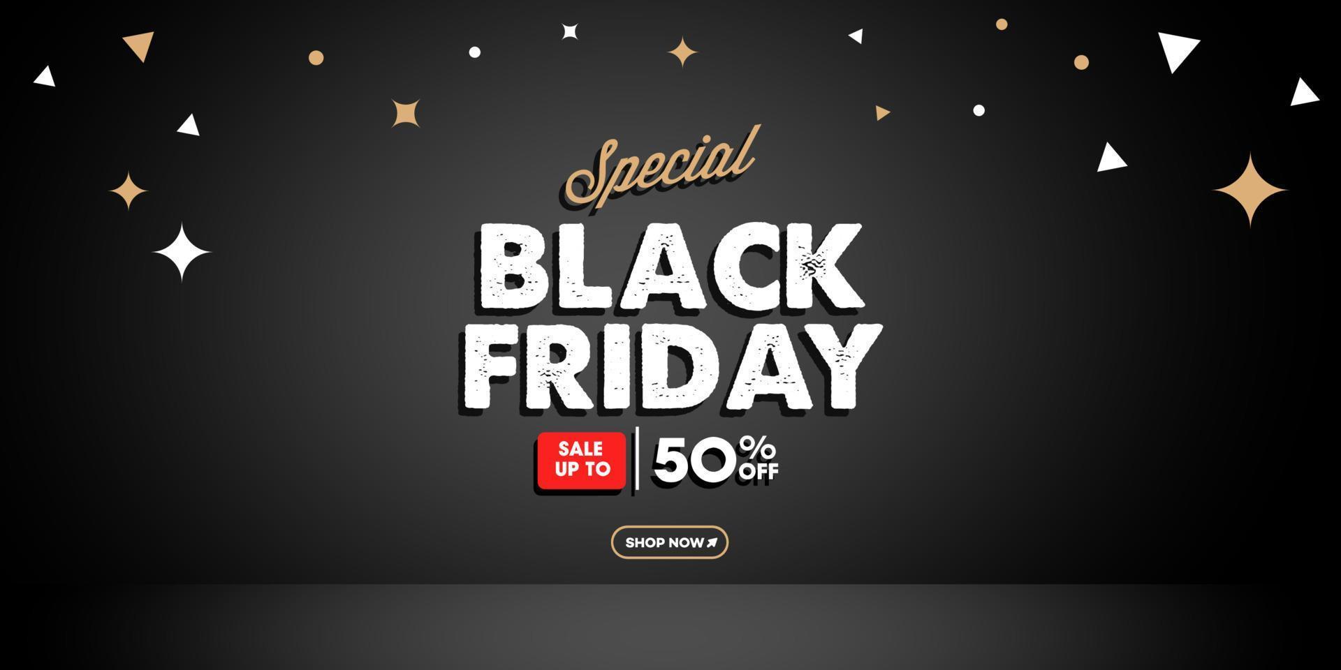 black friday sale banner. Black friday day sales banner template design for social media and website up to 50 percent off discount. vector