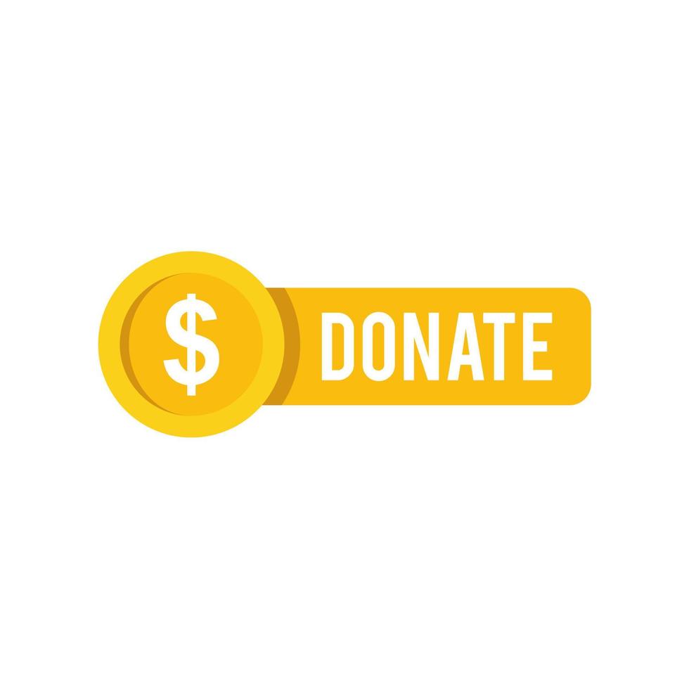 Donation button vector template post with dollar sign icon sticker for social media background, donate blank template fyi modern graphic label vector
