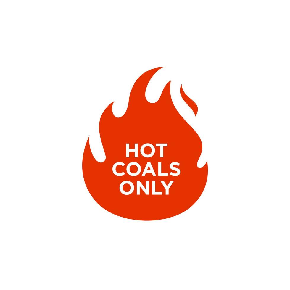 carbón caliente solo vector, signo de icono de fuego rojo, ilustración de llama roja vector