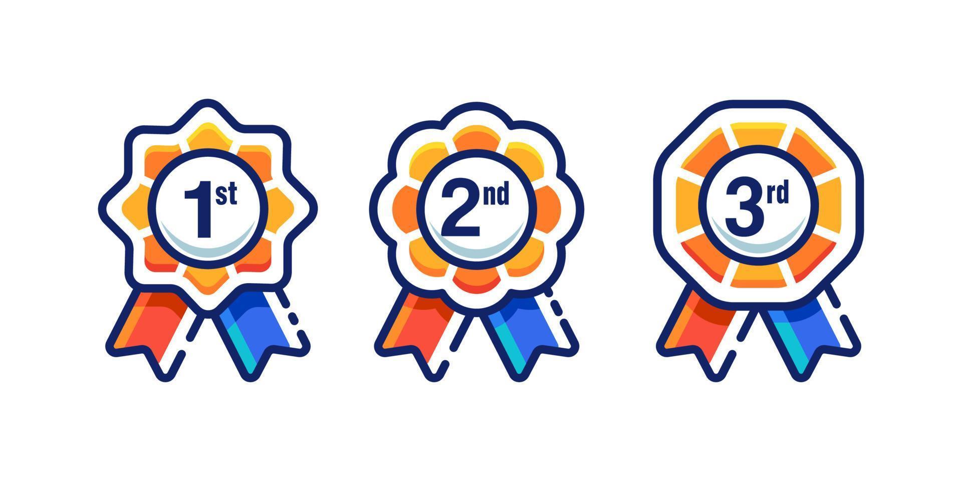 1st 2nd 3rd medal first place second third award winner badge guarantee winning prize ribbon symbol sign icon logo template Vector clip art illustration