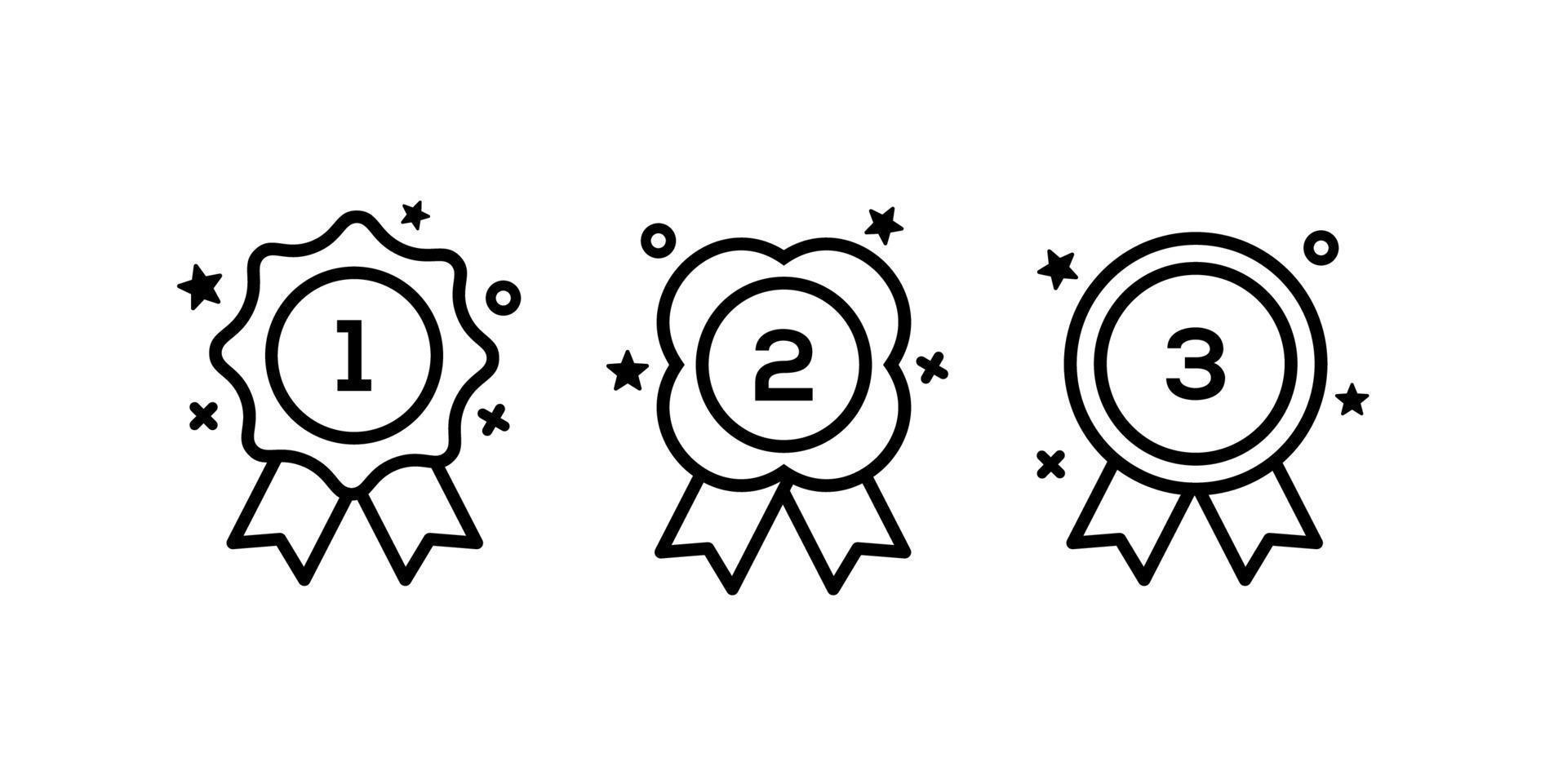 1st 2nd 3rd medal first place second third award winner badge guarantee winning prize ribbon symbol sign icon logo template Vector clip art illustration