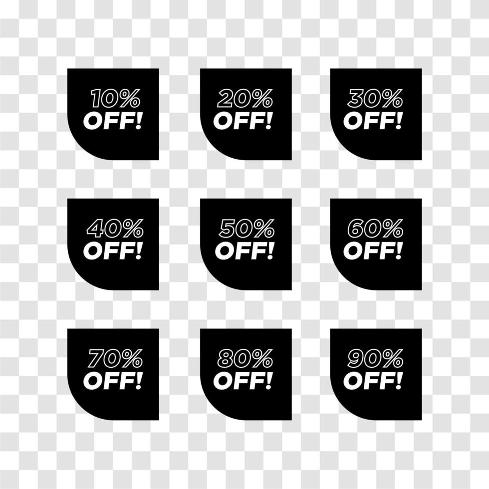 discount black vector special offer labels set. Discount tag promotion template. Coupon offer.black friday Modern vector illustration