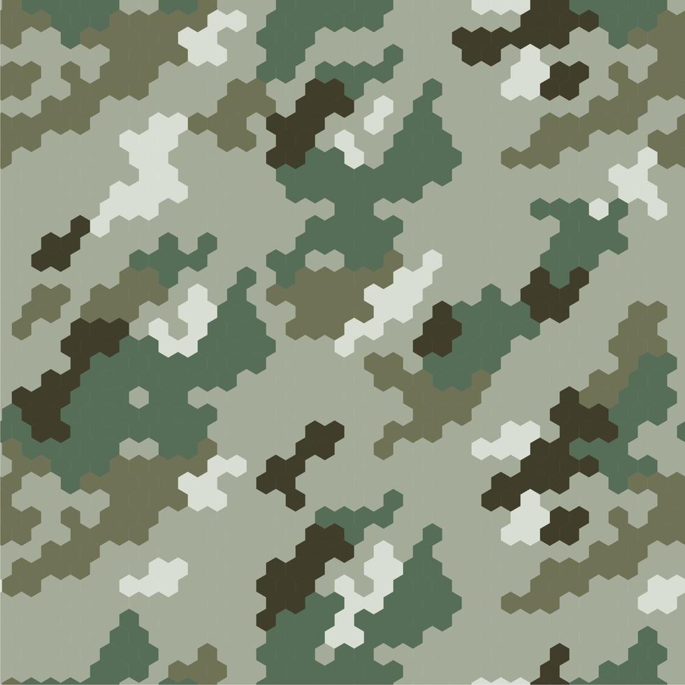 camuflaje hexagonal militar de patrones sin fisuras, vector de fondo de textura de tela del ejército