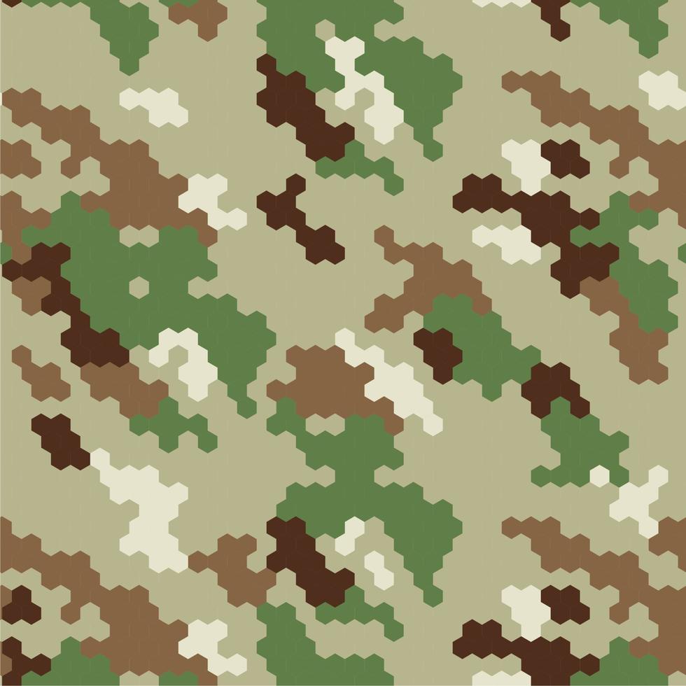 camuflaje hexagonal militar de patrones sin fisuras, vector de fondo de textura de tela del ejército