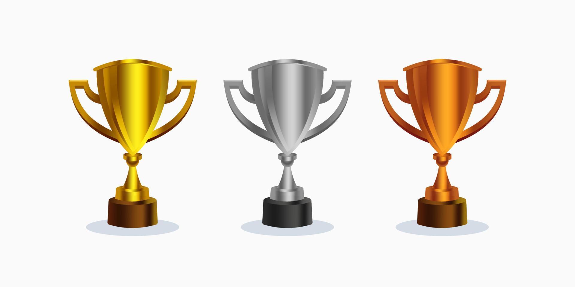1st 2nd 3rd realistic trophy cup first place second third, gold silver