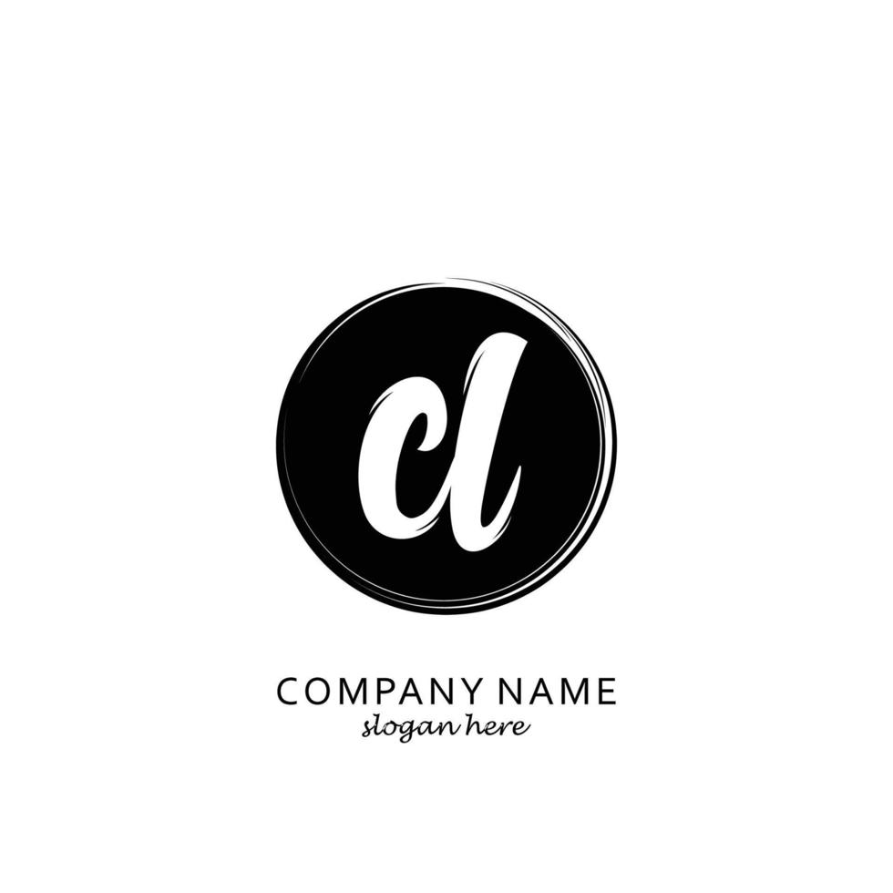 Initial CL with black circle brush logo template vector