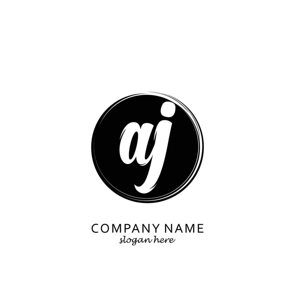 Letter AJ with black circle brush logo template vector