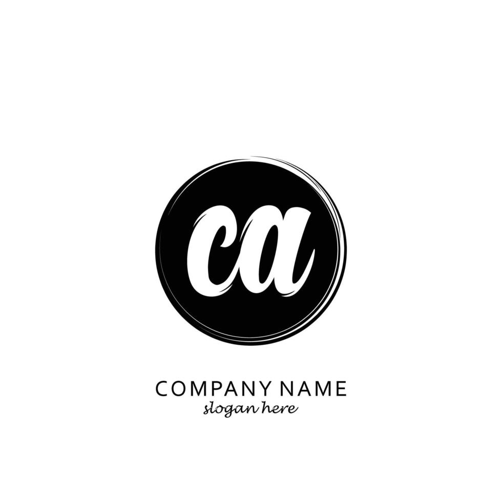 Initial CA with black circle brush logo template vector