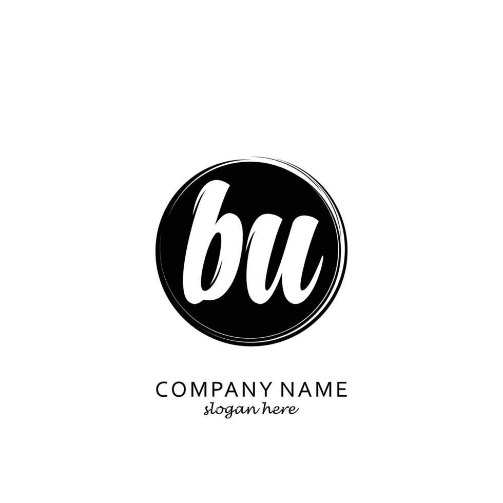 Initial BU with black circle brush logo template vector