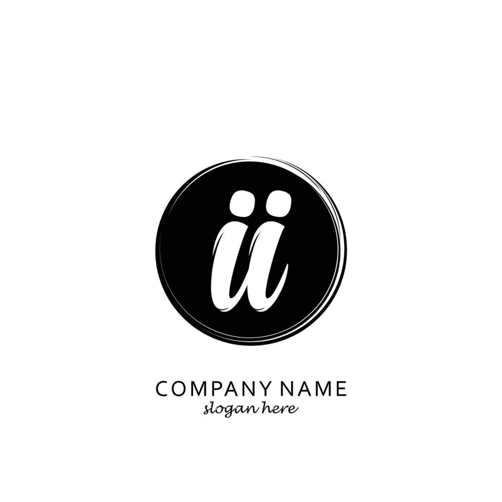 Initial II with black circle brush logo template vector