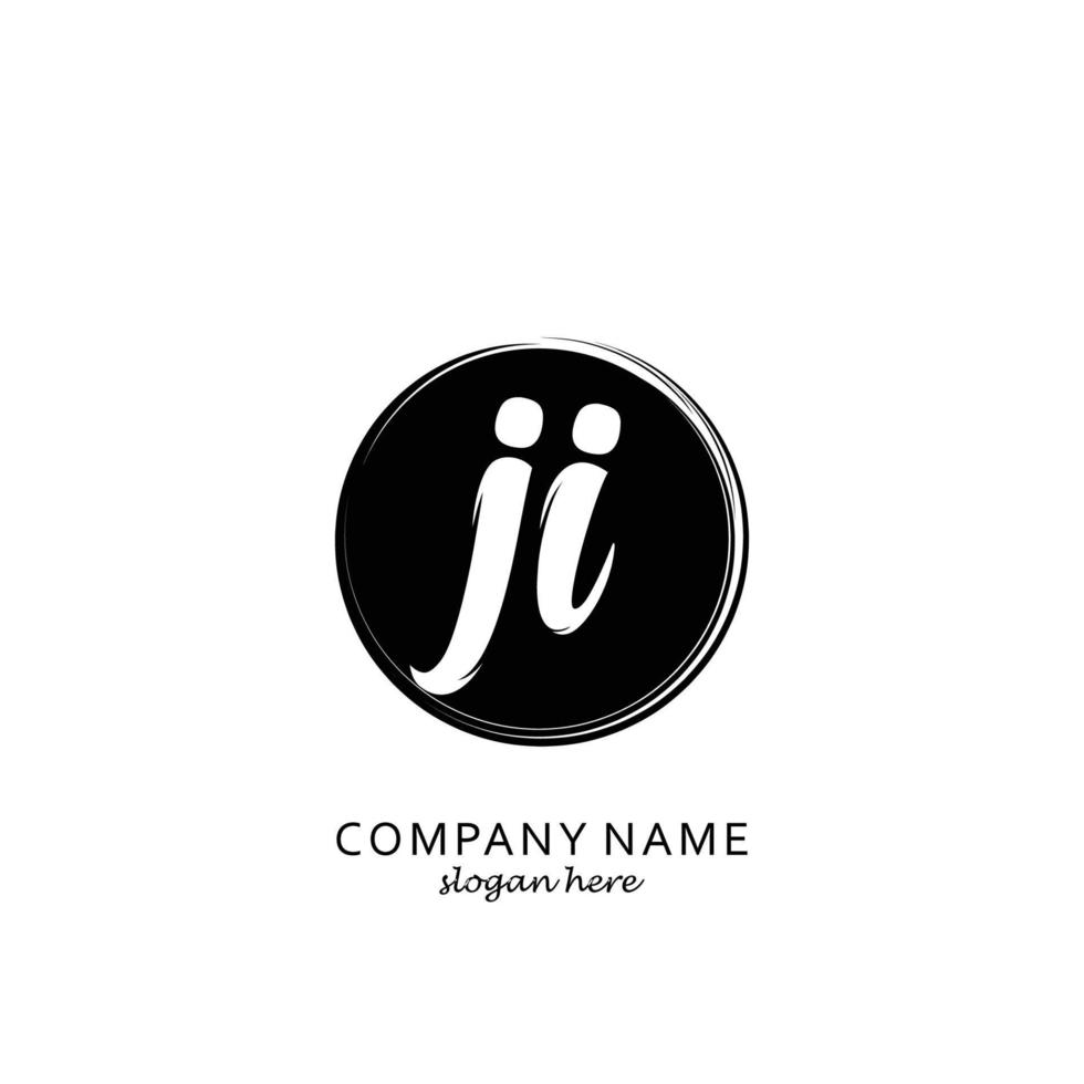 Initial JI with black circle brush logo template vector