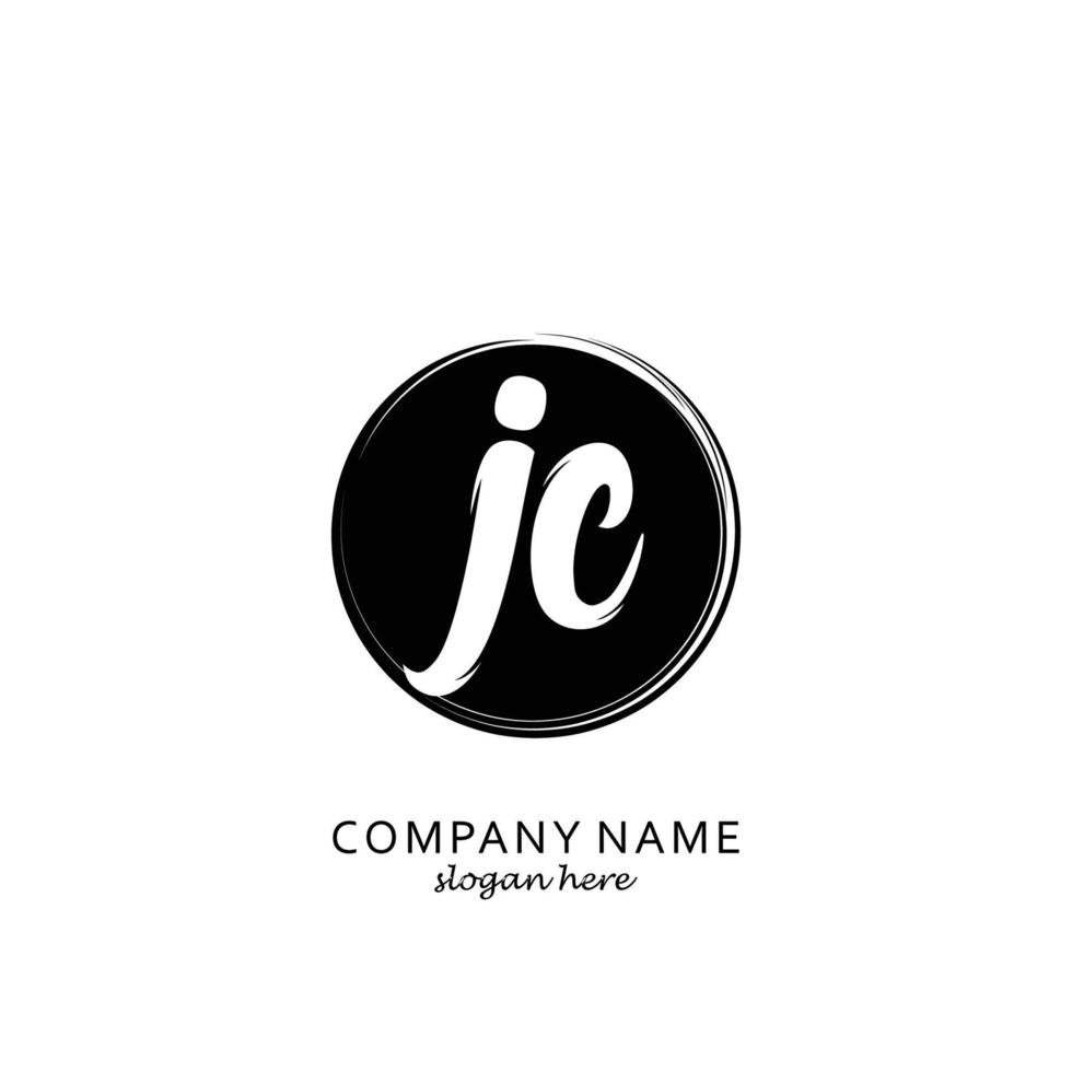 Initial JC with black circle brush logo template vector
