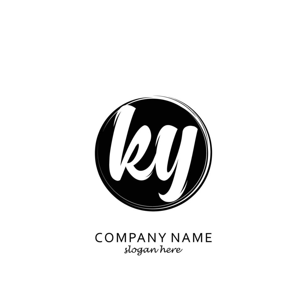 Initial KY with black circle brush logo template vector