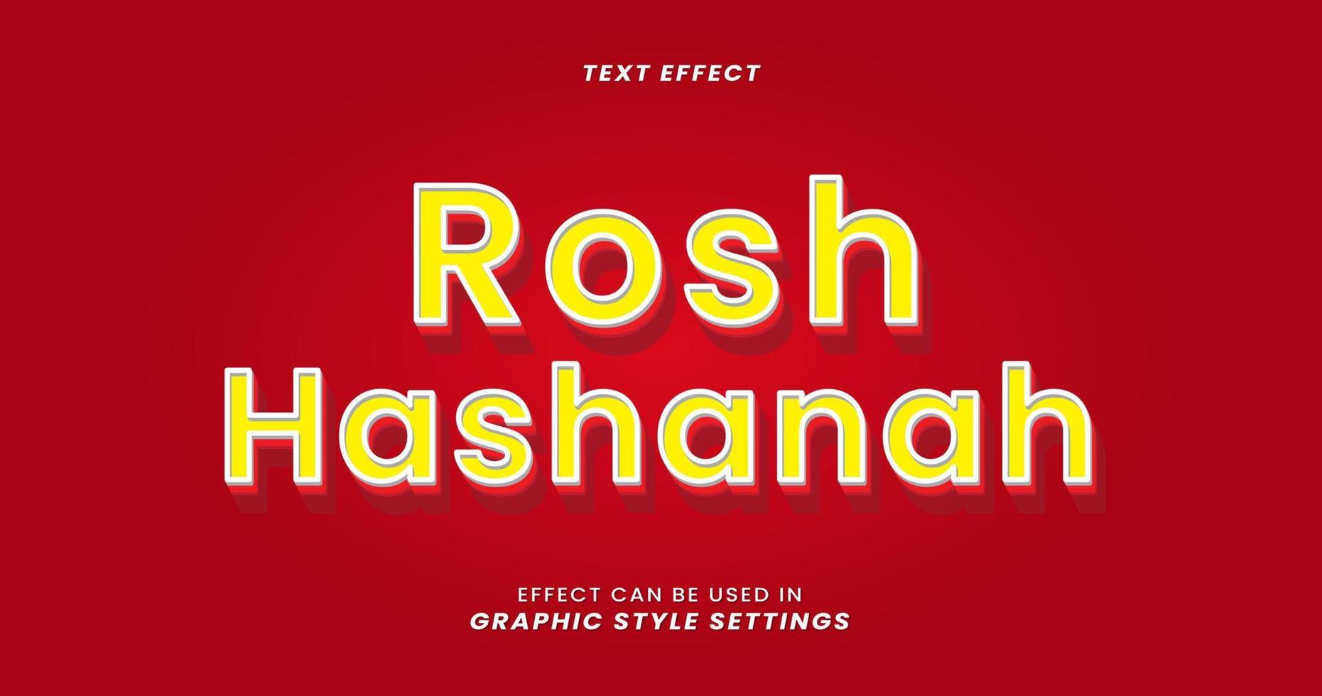 efecto de texto de rosh hashana con estilo de fuente 3d vector