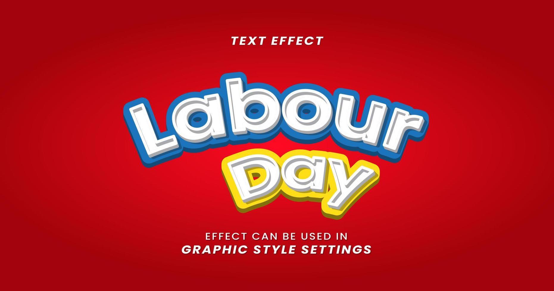 efecto de texto del día del trabajo con letras 3d vector