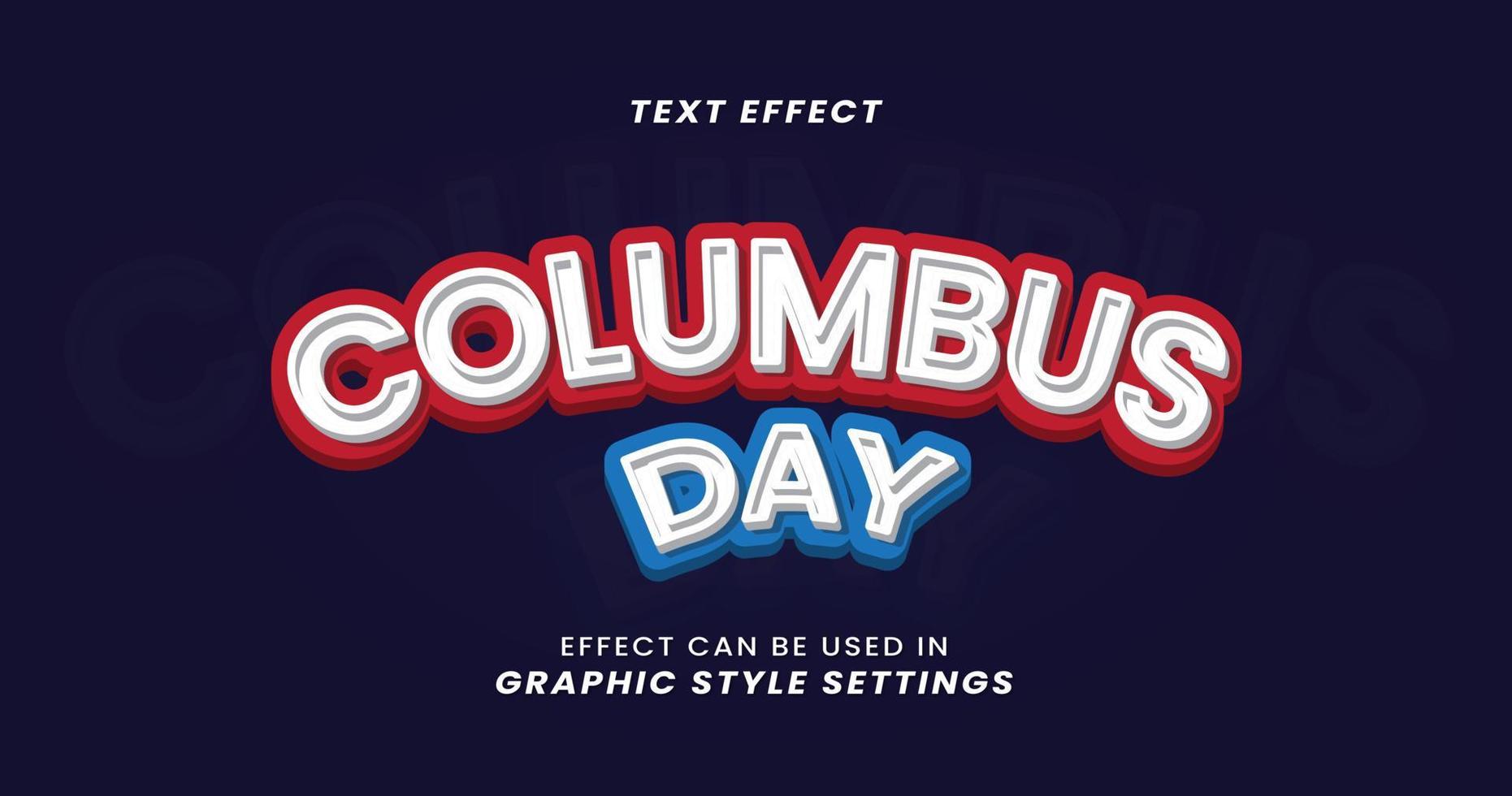 Columbus Day Text Effect with 3D Letters vector