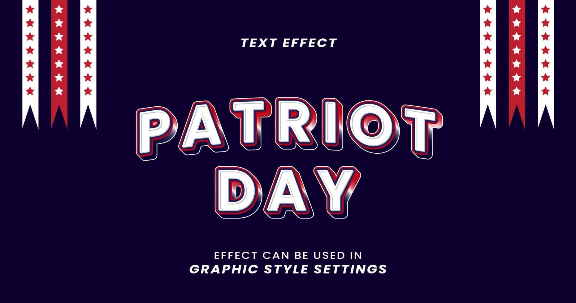 Patriot's Day Text Effect with 3d Letters vector