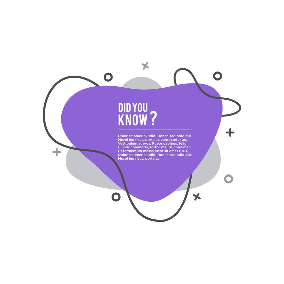 Did you know abstract amoeba style vector background. Fun fact and quick tips vector in abstract gradient liquid banner, trendy modern background, gradient infographic element vector