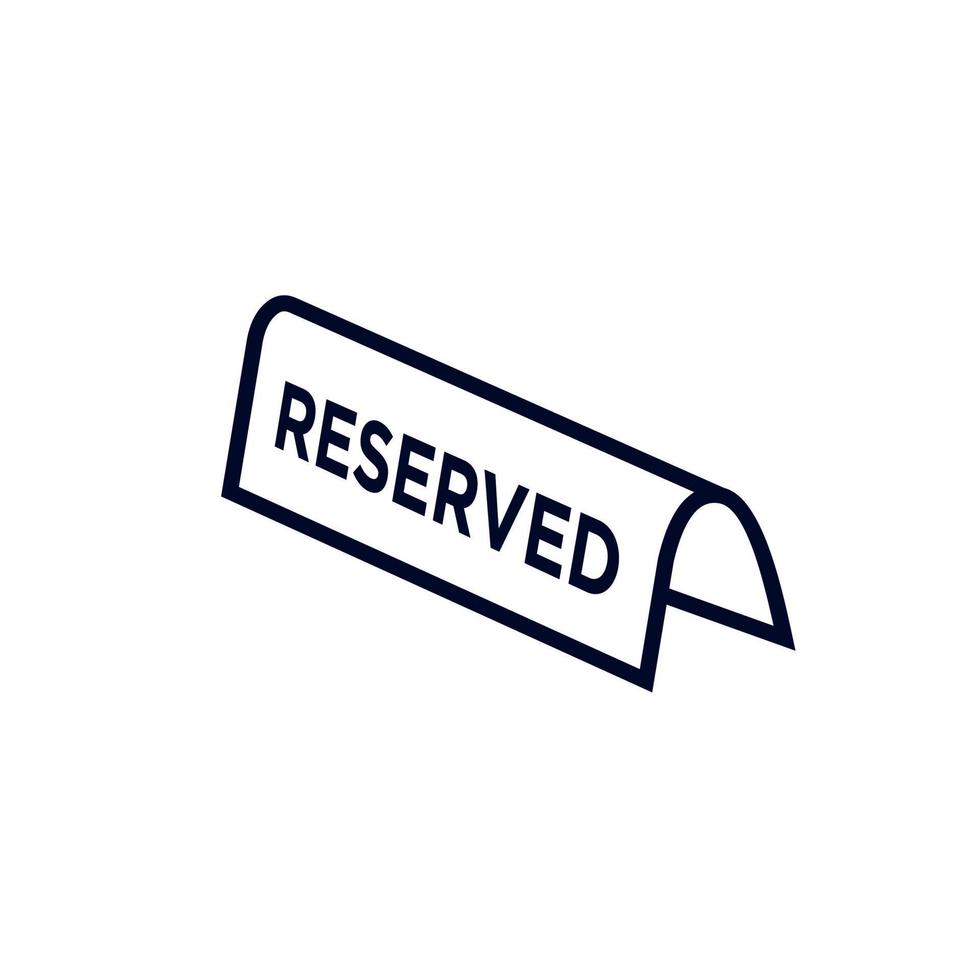 reserved sign vector isolated on white background, exclusive private booking reservation design template illustration for cafe or restaurant business