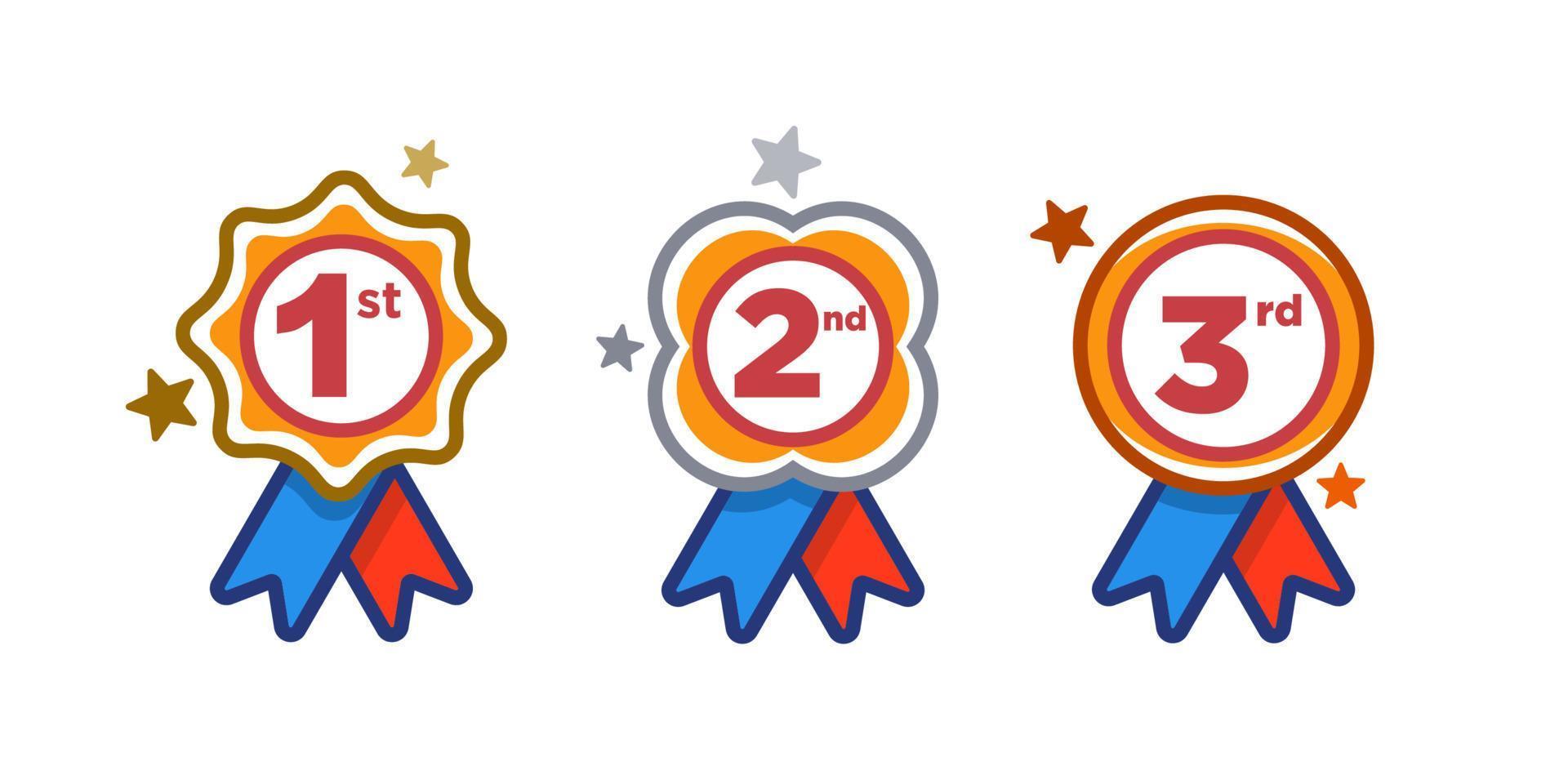 1st 2nd 3rd medal first place second third award winner badge guarantee winning prize ribbon symbol sign icon logo template Vector clip art illustration