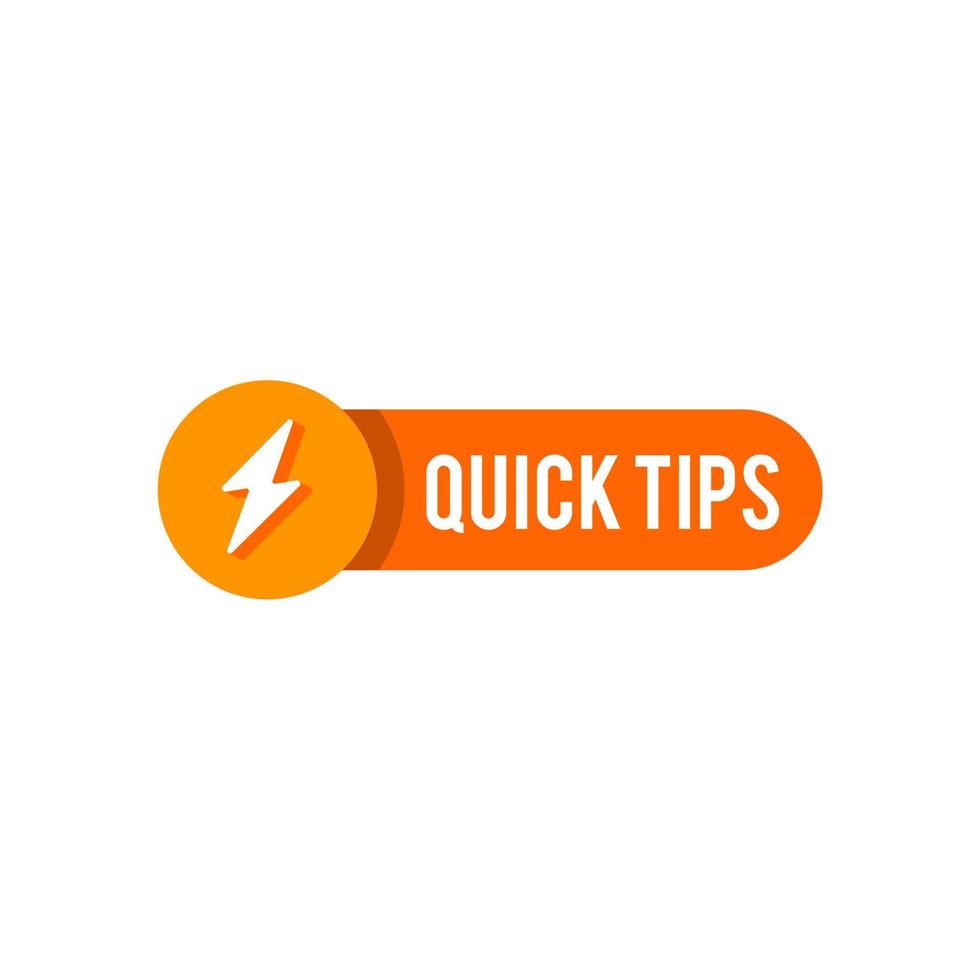 Quick tips vector template post with thunder lightning icon sticker for social media background, fun fact label vector