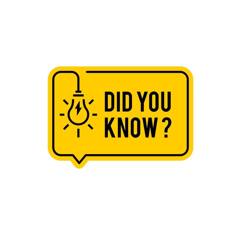 Did you know vector template post with idea bulb light icon for social media background, fun fact blank template fyi vector