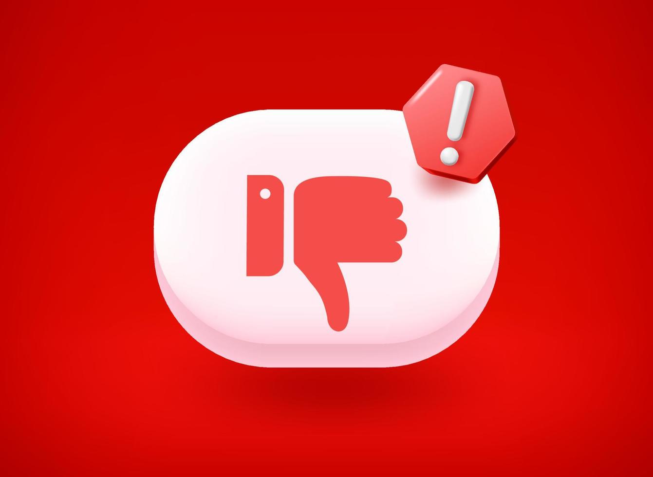 White button with diagree sign. 3d vector illustration