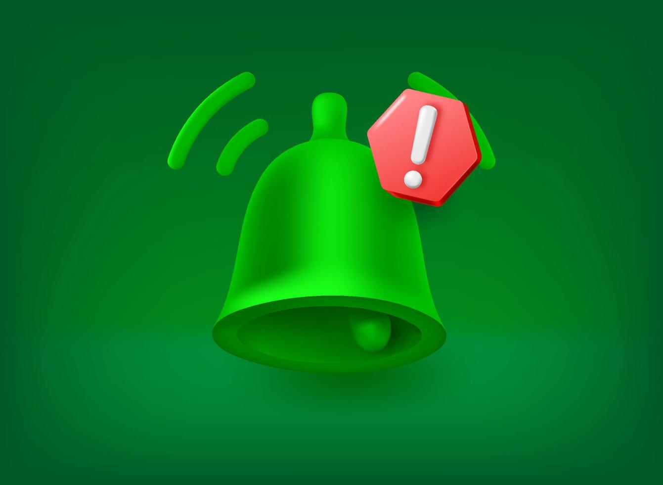 Notification concept. Icon with exclamation point pictogram. Vector 3d illustration