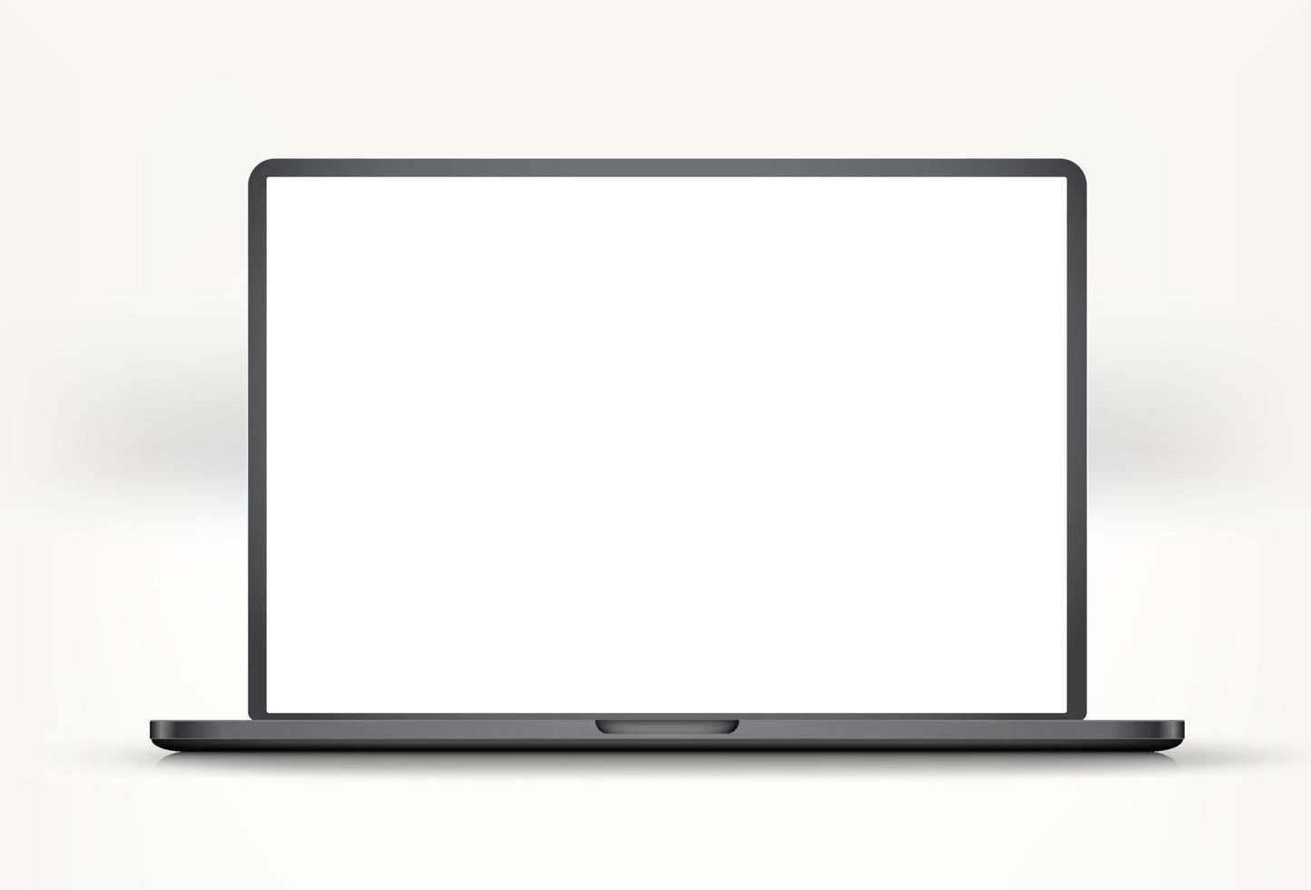 Modern black laptop with blank screen. 3d vector mockup for design